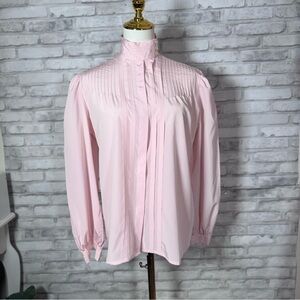 Vintage David Matthew Light Pink Peasant Pleated Blouse